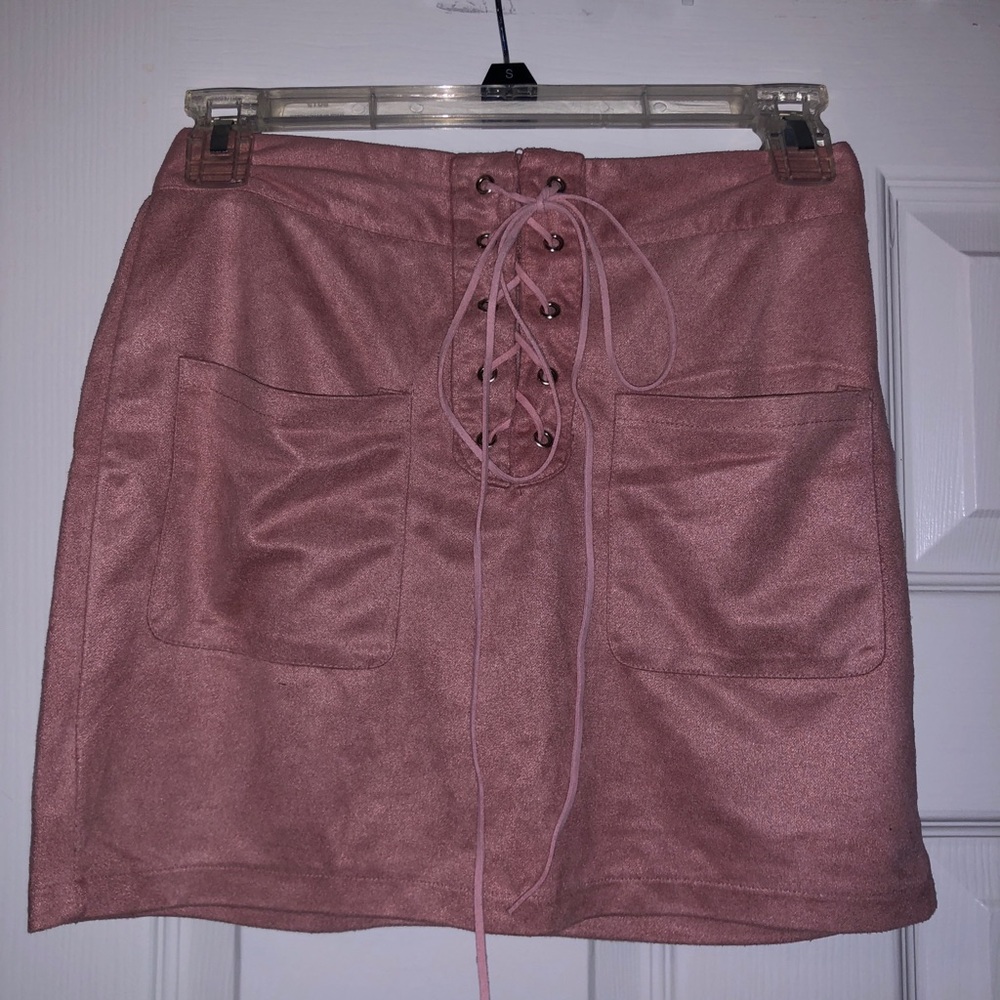 small pink lace up skirt